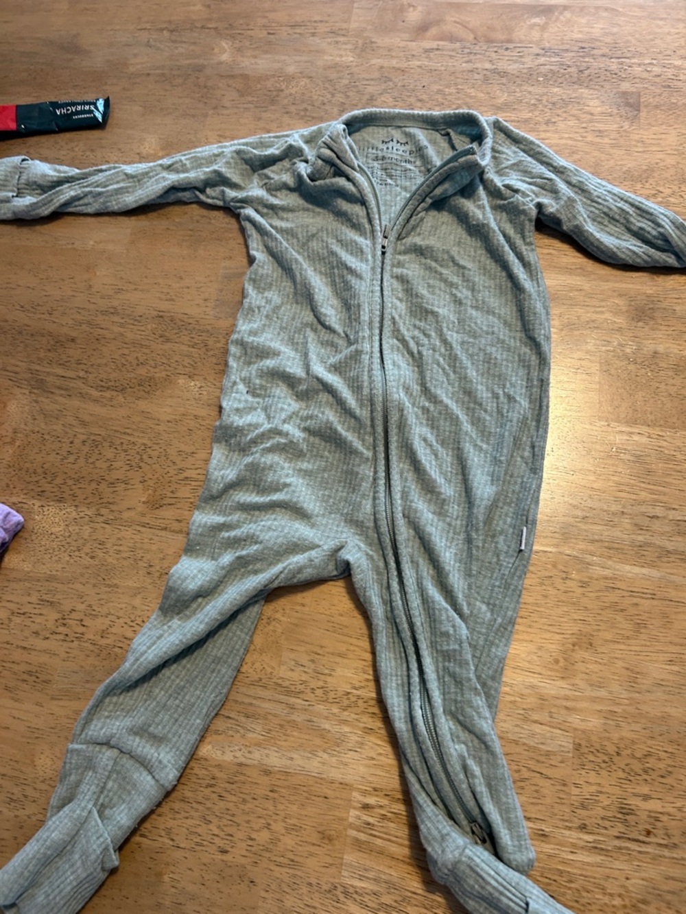 Little sleepies Kids sage green Ribbed Zip One-Piece Pajamas